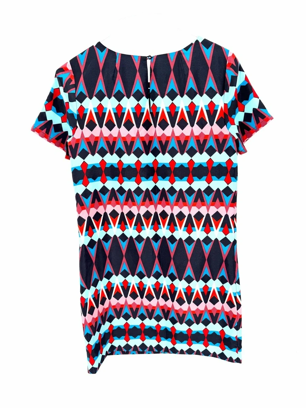 J. Crew Geometric Multi Color short Sleeve Satin Above Knee Party Dress